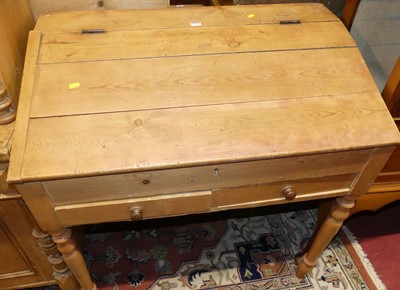 Lot 1449 - A rustic pine slope front hinge top clerk's...