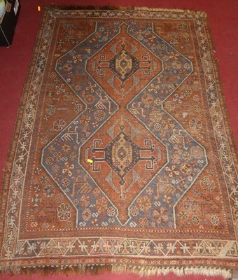 Lot 1168 - A Persian woollen rust and blue ground Tabriz...