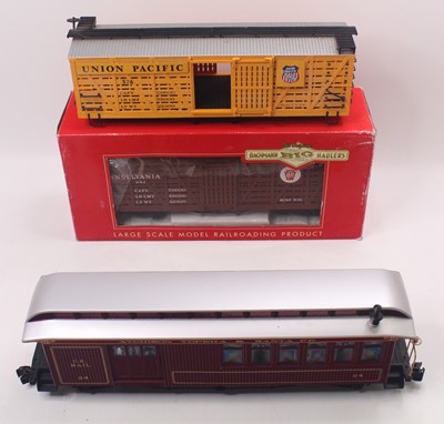 Lot 58 - Three G gauge plastic 45mm wagons to include a...