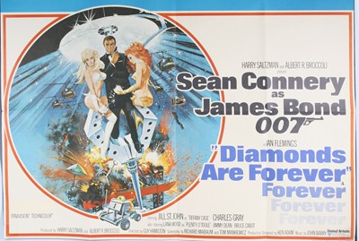 Lot James Bond, Diamonds Are Forever, 1971 UK quad...