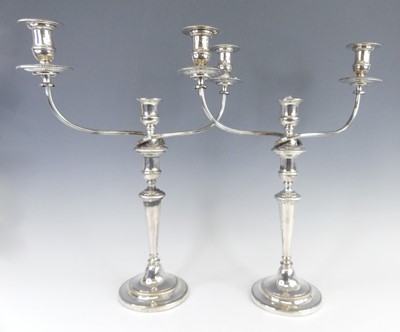 Lot A pair of George III three-light twin branch...