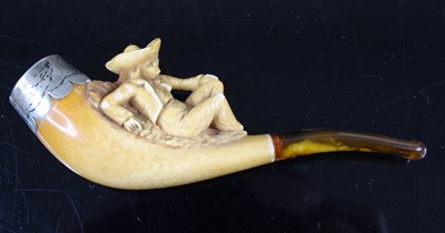 Lot 14 - A 19th century meerschaum pipe, the bowl...