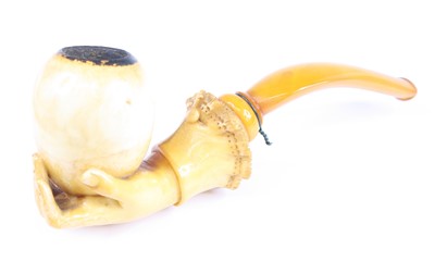 Lot 1 - A large 19th century meerschaum pipe, carved...