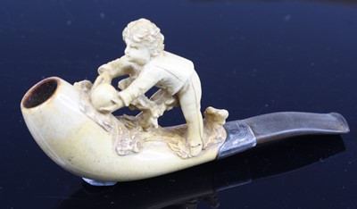 Lot 11 - A 19th century meerschaum pipe, the bowl...