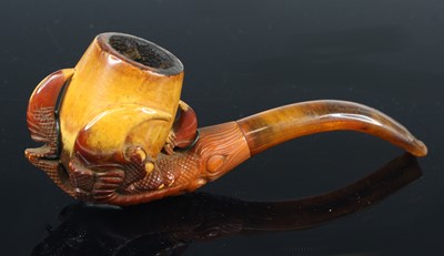 Lot 28 - A late 19th century carved meerschaum pipe,...