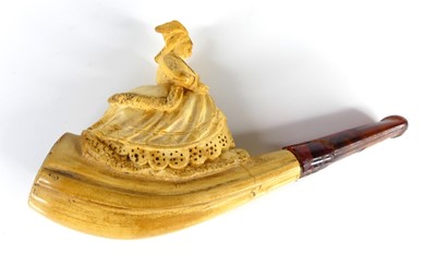 Lot 24 - A 19th century meerschaum pipe, the bowl...