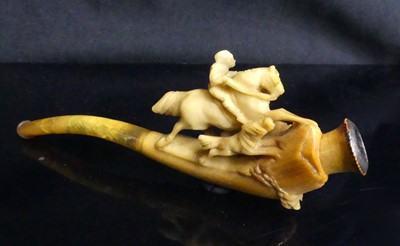 Lot 8 - A 19th century meerschaum pipe, the carving on...