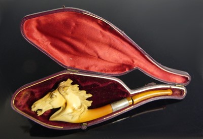 Lot 40 - A 19th century meerschaum pipe, the bowl...