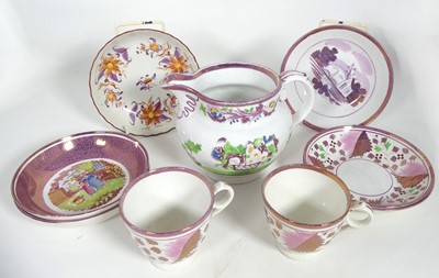 Lot 299 - Assorted Victorian pink lustre wares,...