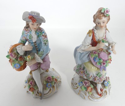 Lot 322 - A pair of Sitzendorf porcelain figures, each...