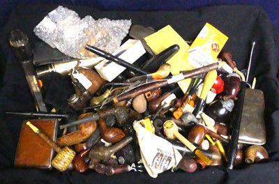 Lot 98 - One tray of smoking pipes to include Victorian...