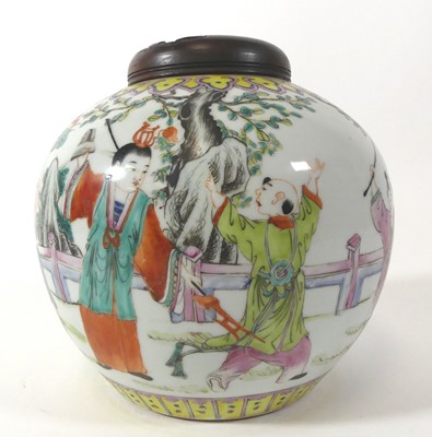 Lot 106 - A Chinese famille verte ginger jar, being...