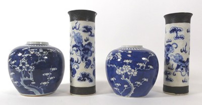 Lot 109 - A pair of of Chinese blue and white ginger...