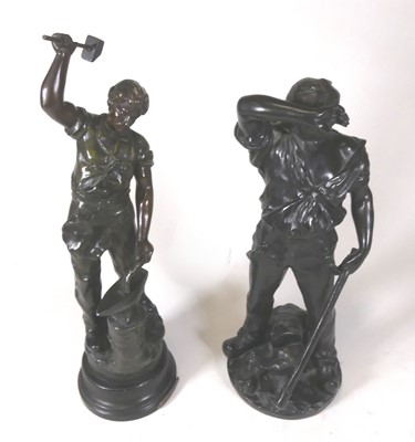 Lot 202 - A 19th century spelter figure of a blacksmith,...