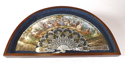 Lot 205 - A carved and parcel-gilt mother of pearl fan,...