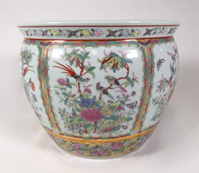 Lot 211 - A reproduction Chinese porcelain fish bowl,...