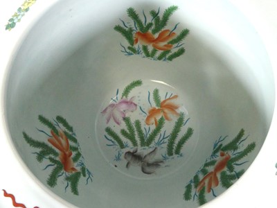 Lot 211 - A reproduction Chinese porcelain fish bowl,...
