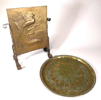 Lot 183 - Arts and Crafts Copper and Brass Fire Guard...