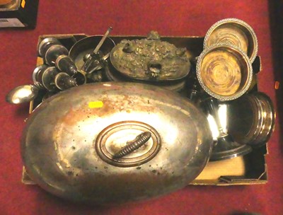 Lot 192 - A box of assorted plated wares, to include...