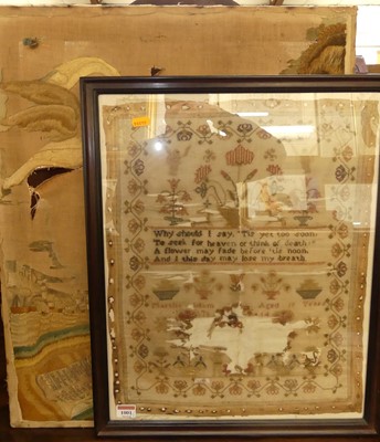 Lot 1001 - An early 19th century needlework verse and...