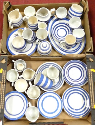 Lot 247 - A collection of blue and white striped Devon...