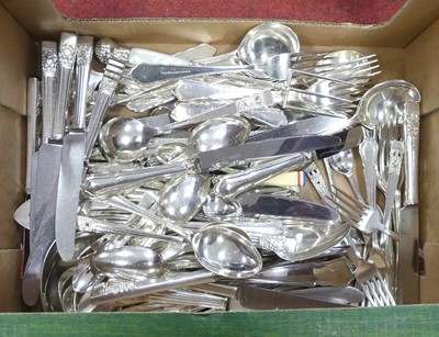 Lot 258 - A collection of silver plated flatware,...