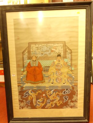 Lot 1025 - Japanese gouache depicting a ceremonial scene...