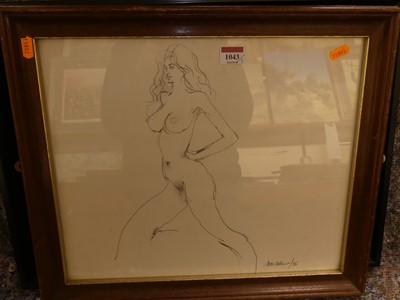 Lot 1043 - Contemporary school female nude, pencil...