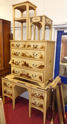 Lot 1136 - A chinoiserie cream painted lacquer and gilt...