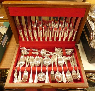 Lot 354 - A silver plated canteen of cutlery, in fitted...