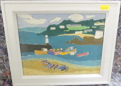 Lot 1098 - Joan Russell - St Ives Bay, Cornwall, oil on...