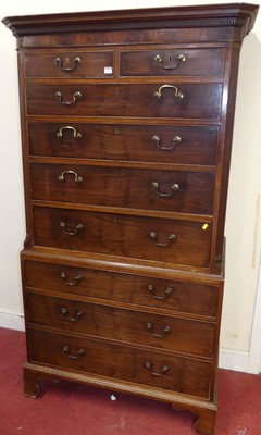 Lot 1265 - A 19th century mahogany chest on chest, the...