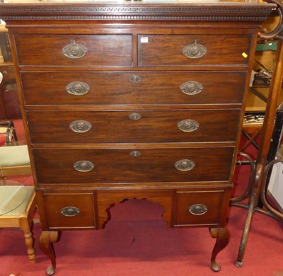 Lot 1176 - A 19th century mahogany chest on stand, the...