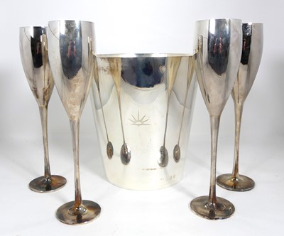 Lot 345 - A contemporary silver plated wine cooler,...