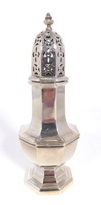 Lot 372 - A George V silver sugar caster, of octagonal...