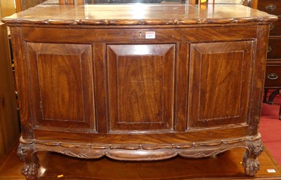 Lot 1262 - A stained hardwood three panelled bow front...