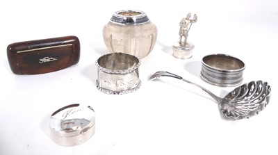 Lot 381 - A collection of silver and white metal items,...