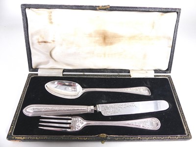 Lot 387 - A Victorian silver three-piece christening set,...