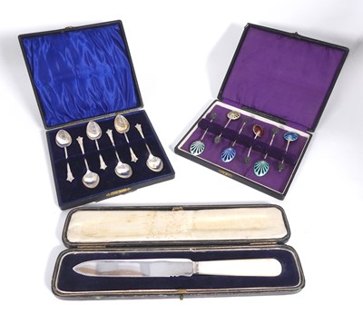 Lot 393 - A set of six Elizabeth II silver and enamel...