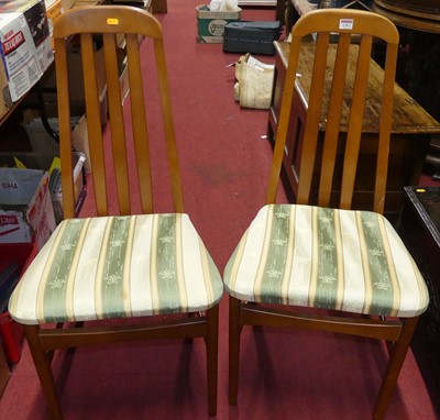 Lot 1307 - A set of ten beech slat back pad seat dining...