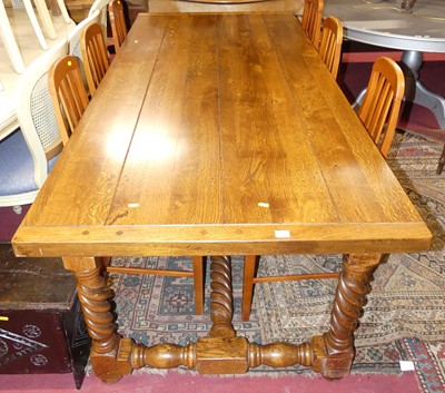 Lot 1309 - An imposing joined oak plank top refectory...