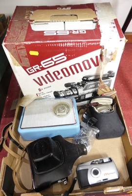 Lot 709 - A box of camera equipment to include Zenit-E,...