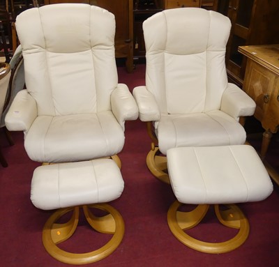 Lot 1322 - A pair of contemporary cream leather...