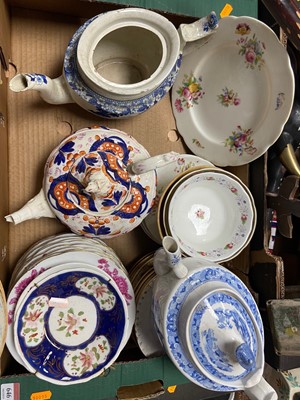 Lot 646 - Two boxes of Victorian ceramics to include an...