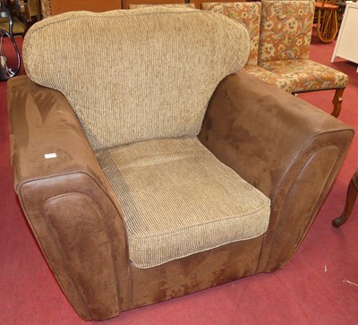 Lot 1329 - A contemporary suede tan leather upholstered...