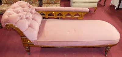 Lot 1330 - A mid-Victorian oak framed and pink dralon...