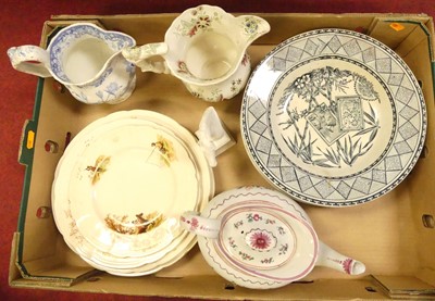 Lot 675 - Two boxes of ceramics and glass to include...