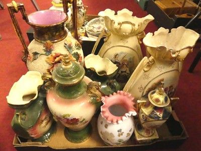 Lot 681 - Two boxes of ceramics to include Victorian...