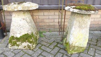 Lot 1413 - Two 19th century Derbyshire staddle stones,...