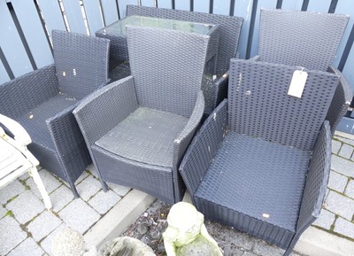 Lot 1417 - Woven rattan patio garden furniture to include;...